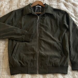 Men's Olive Green Corduroy Style Jacket